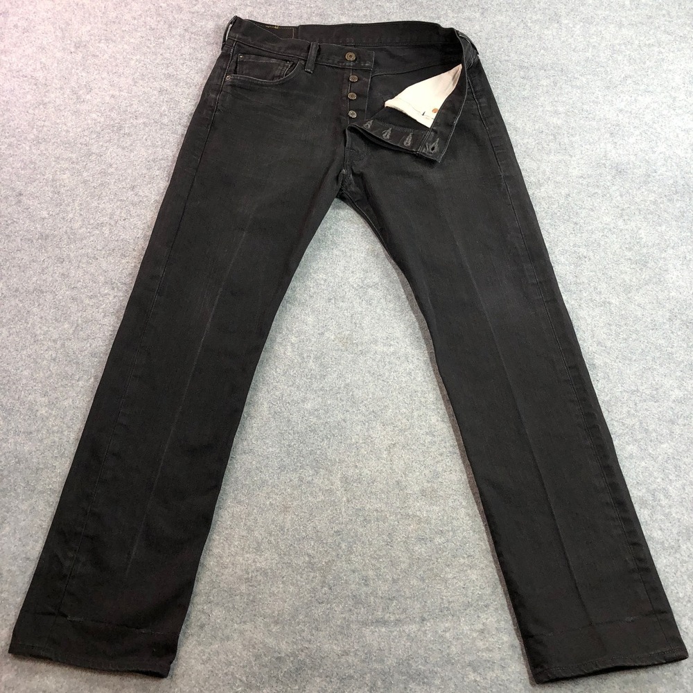 Levi's Mens 501 Original Jeans 34x32 Black Straight Leg Button Fly Denim